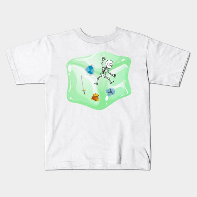 Gelatinous Cube - Green Kids T-Shirt by NerdySparkleGoth